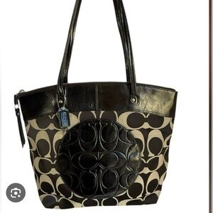 COACH LAURA NORTH SOUTH SIGNATURE TOTE BAG F18336